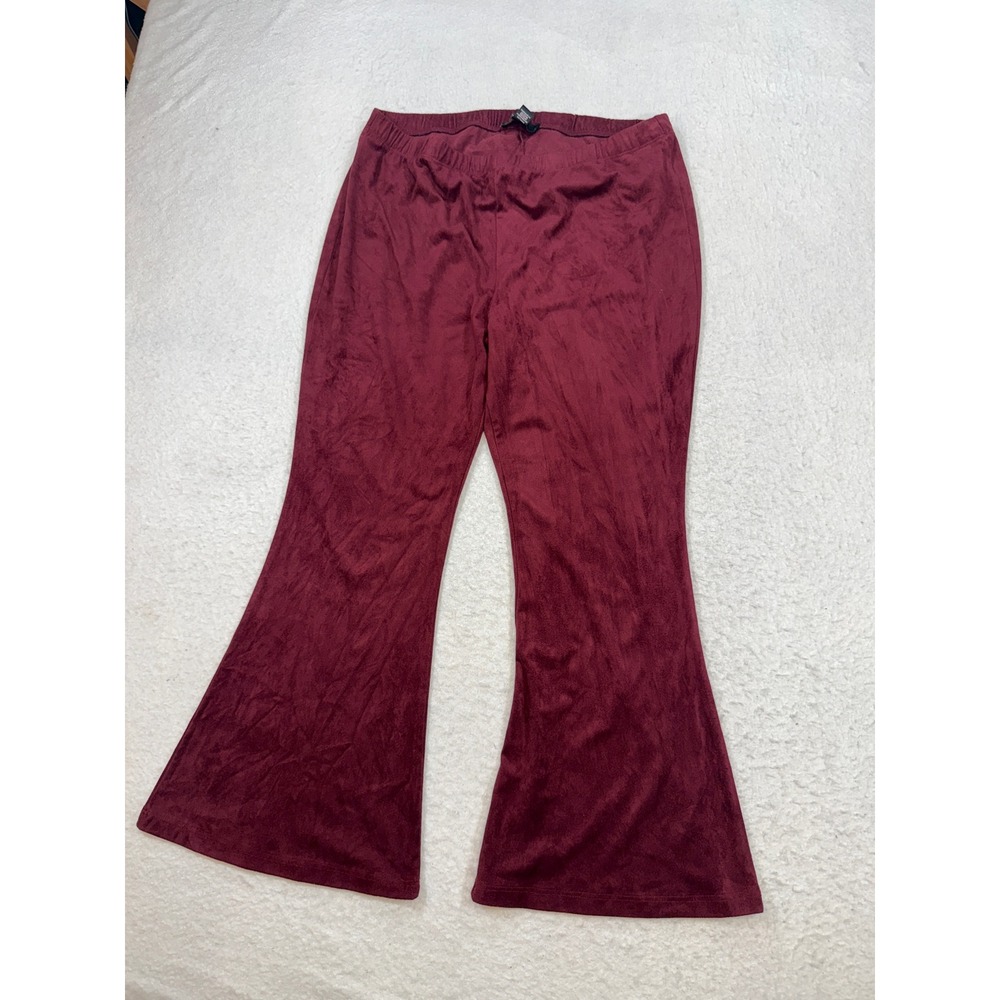 Forever 21 Plus Burgundy Faux Suede Flare Bell Bottom Pants 2X